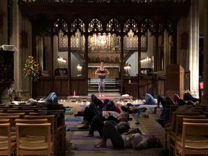 Pilates and Prosecco class at St John the Baptist Church Epping – gentle mat Pilates, relaxation, and social time with homemade cake and prosecco